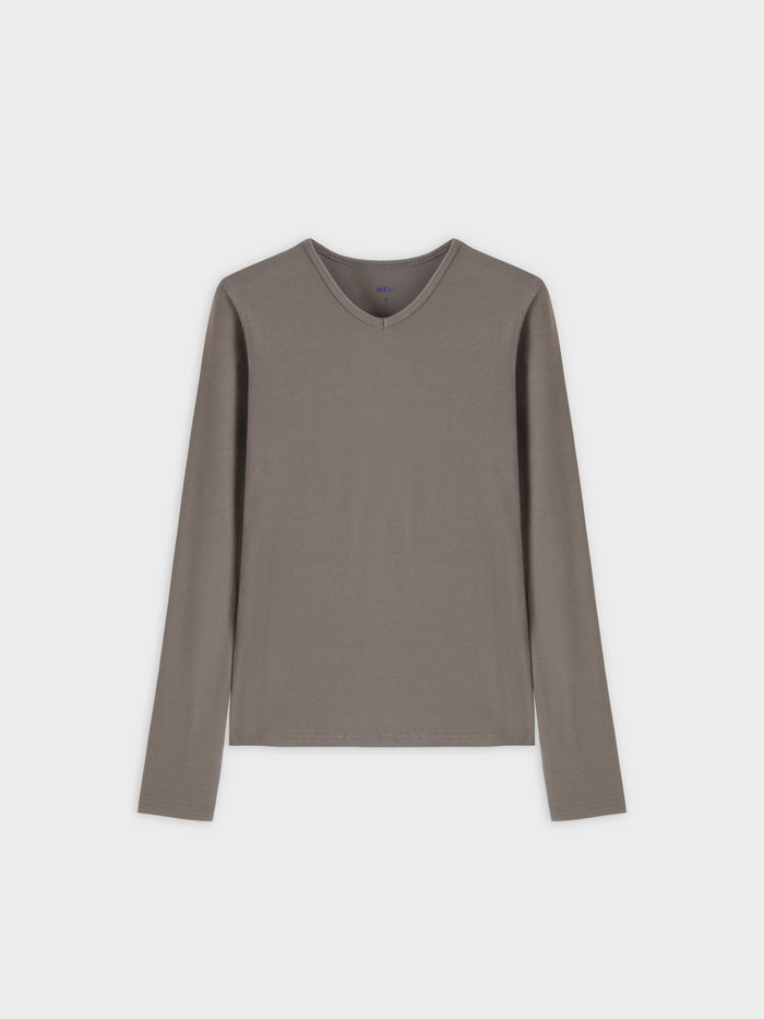 Meli High V-Neck Ribbed Tee