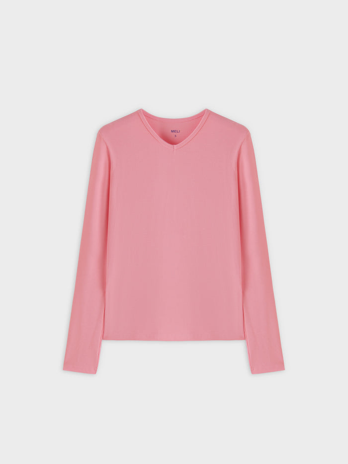 Meli High V-Neck Ribbed Tee