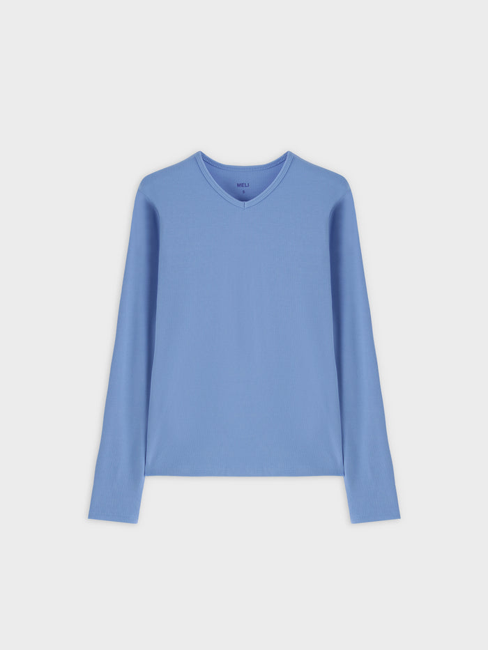 Meli High V-Neck Ribbed Tee
