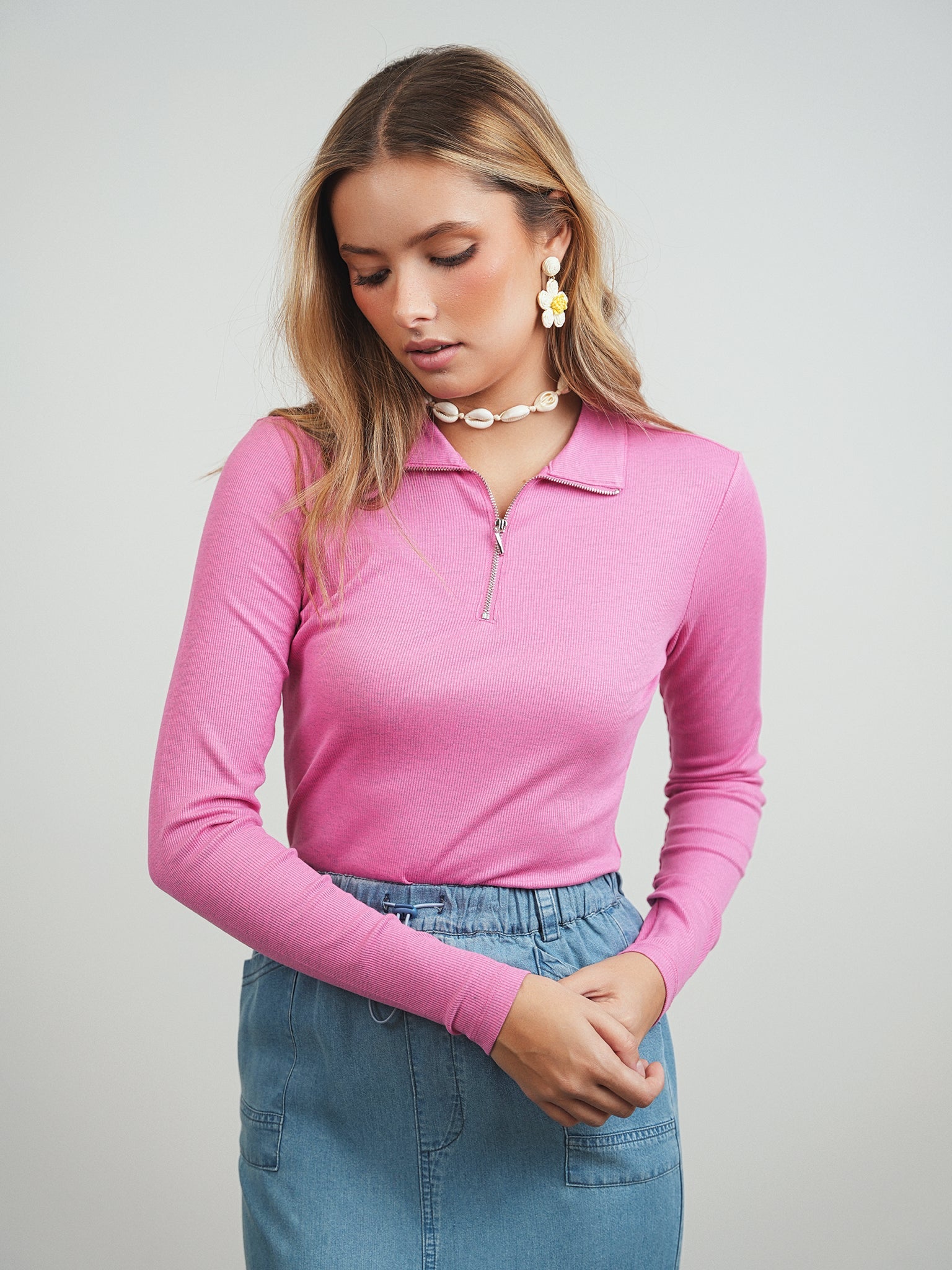 Udel Ribbed Half Zip Tee