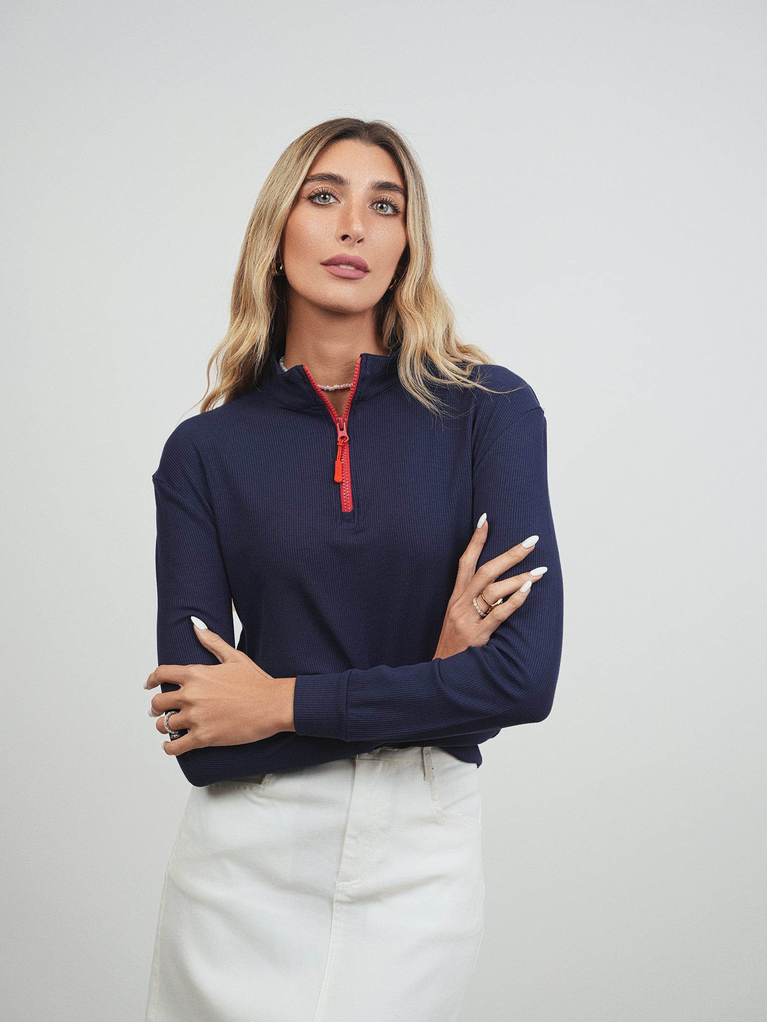 Udel Rib Half Zip Tee