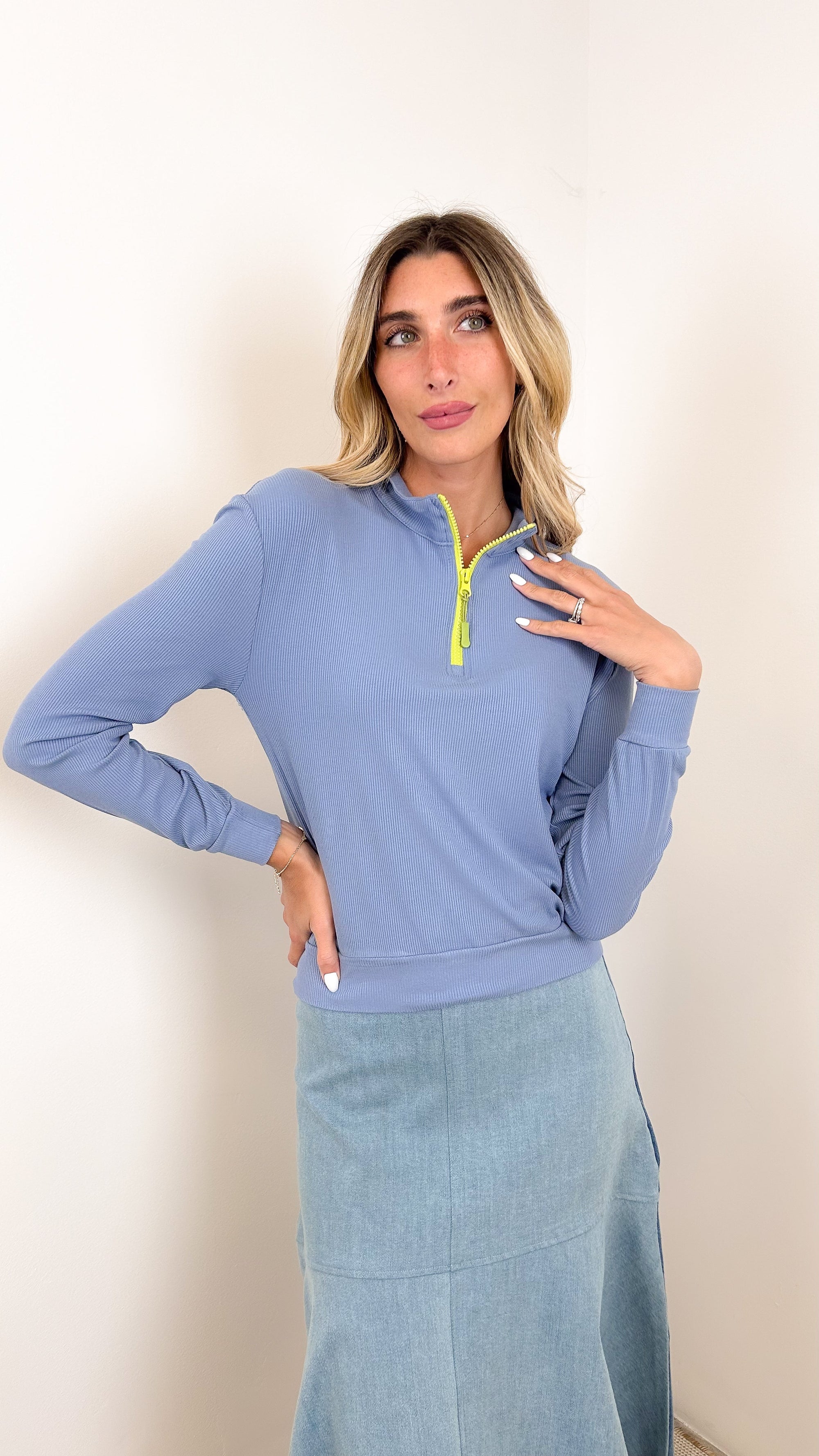 Udel Rib Half Zip Tee
