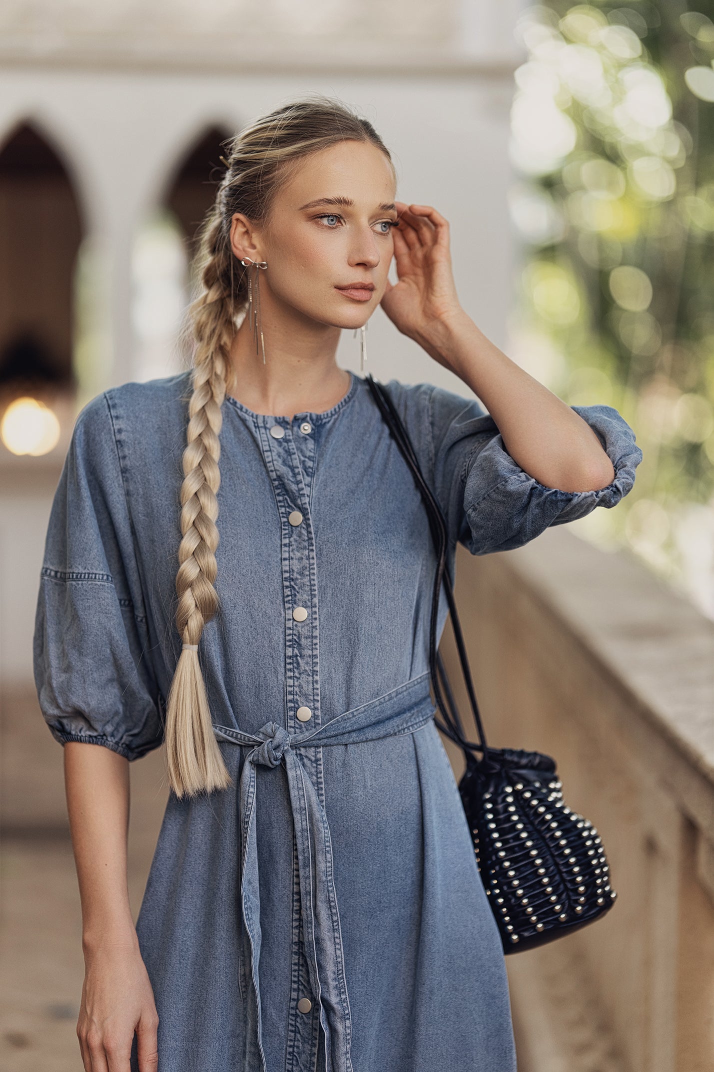 Bliss Puff Sleeve Denim Dress - Mementos Bliss Puff Sleeve Denim Dress - Mementos