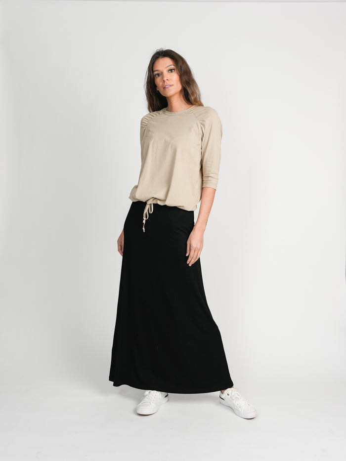 Meli Ribbed A-Line Maxi Skirt