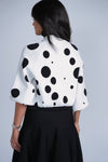 Aleeza Paris Polka dot Knit Bomber Jacket