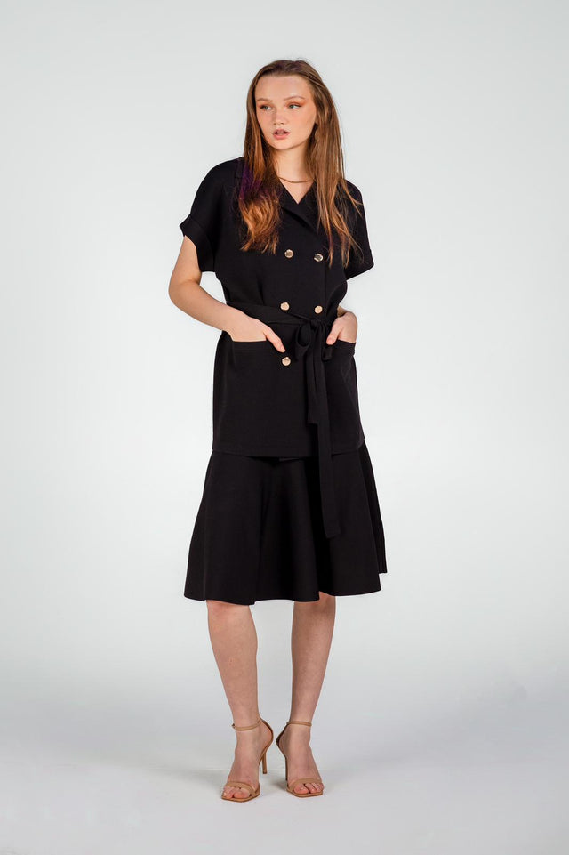 Aleeza Long Knit Vest With Belt