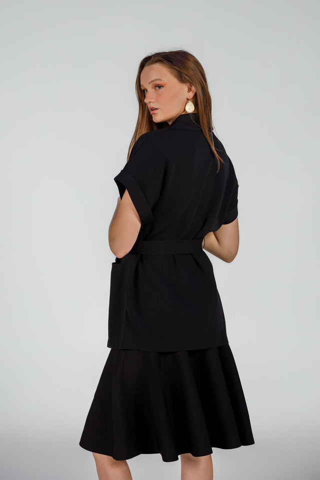 Aleeza Long Knit Vest With Belt