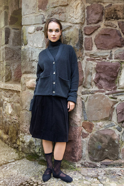 Nue Suede Cord Pleated Skirt