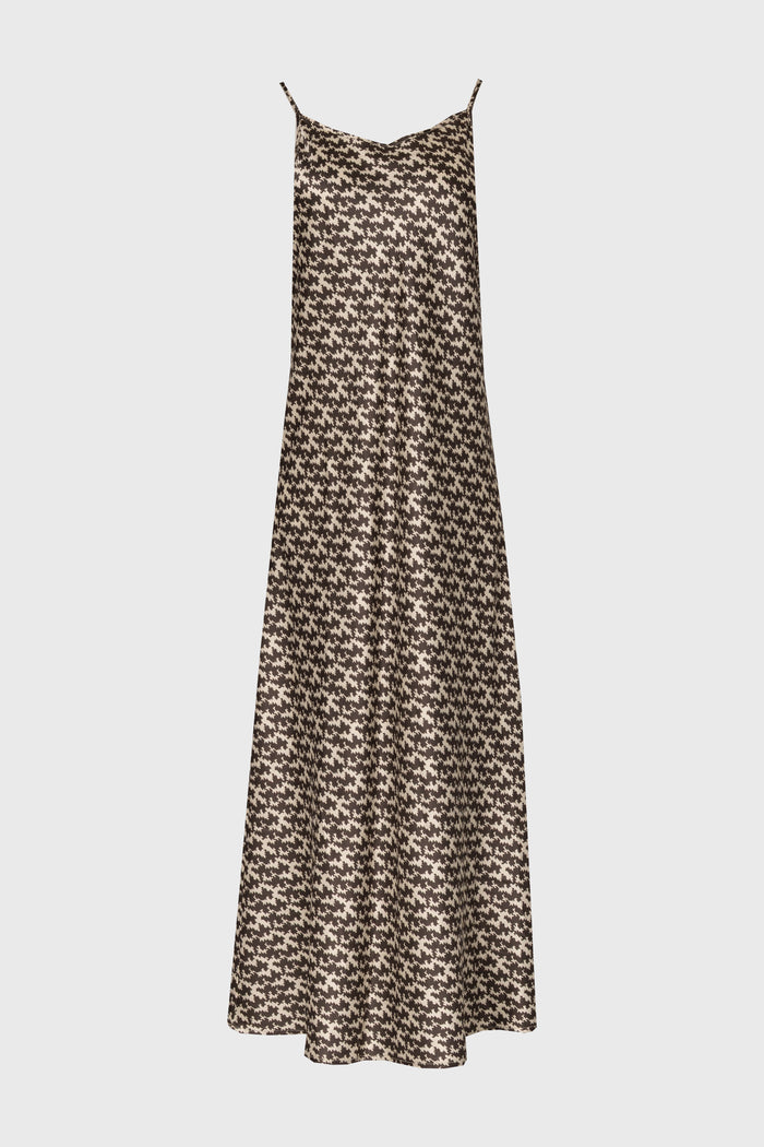 Houndstooth Printed Slip Dress