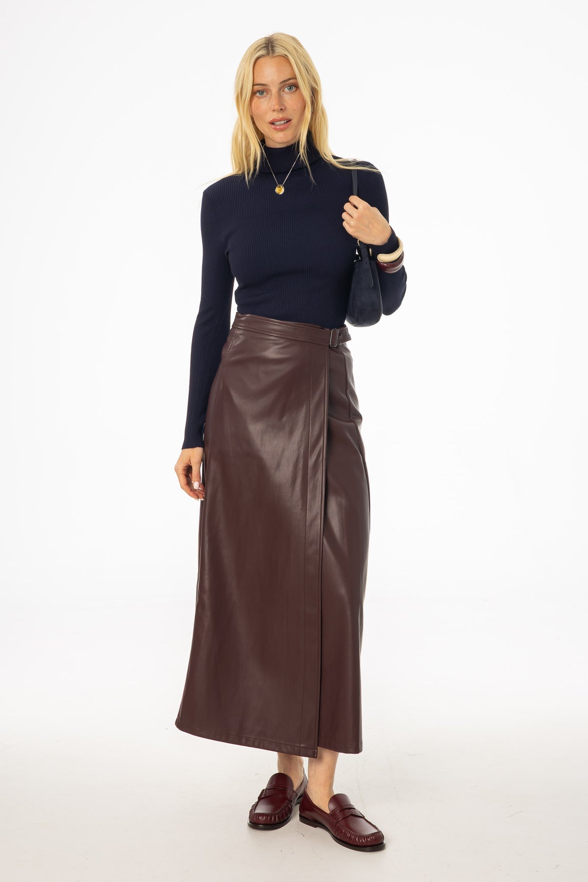 Wrap Vegan Leather Maxi Skirt