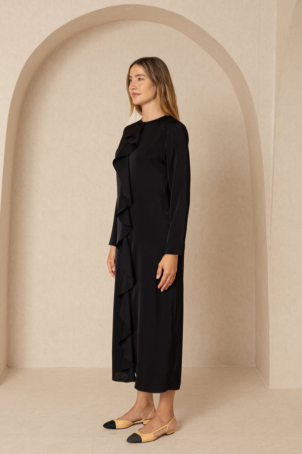 DB Front Ruffle Silk Maxi