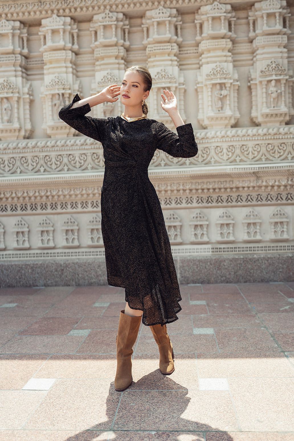 Bliss Side Draped Dress Velvet Burnout