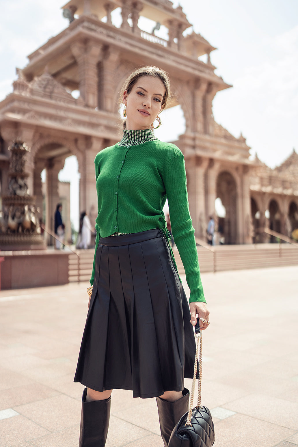 Bliss Pleated Leather Skirt