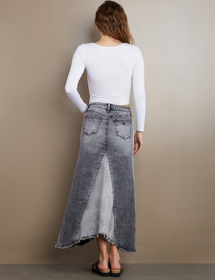Wash Selma Pieced Denim Maxi Skirt