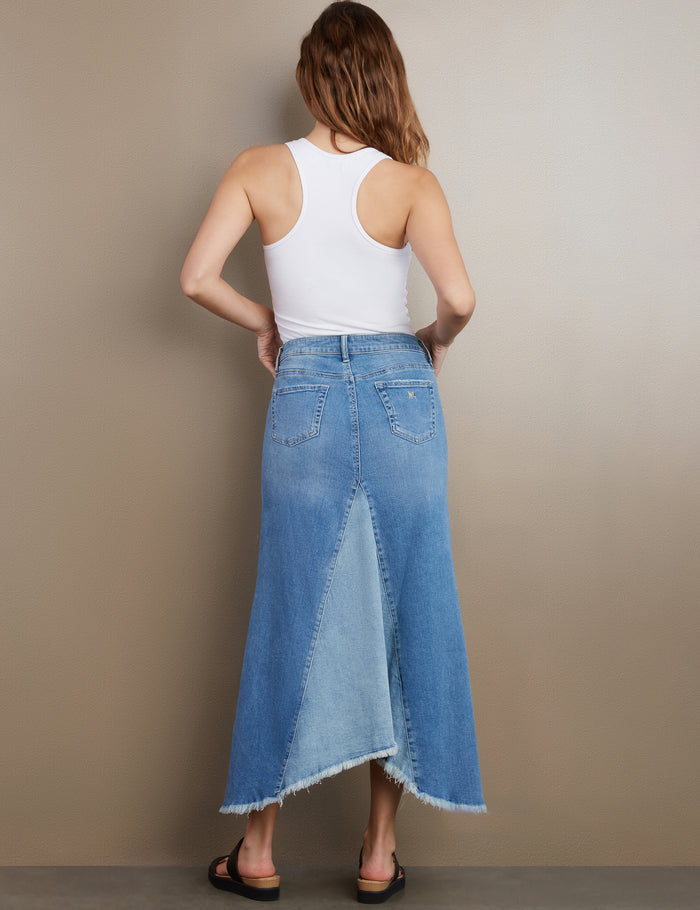 Wash Selma Pieced Denim Maxi Skirt