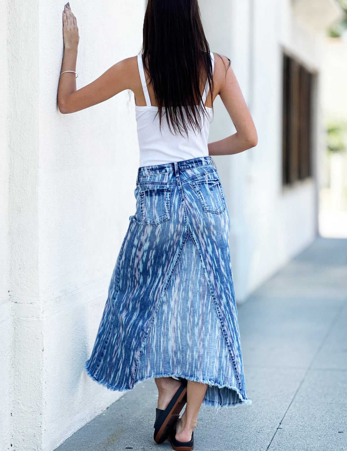 Wash Lab Selma Pieced Denim Maxi Skirt