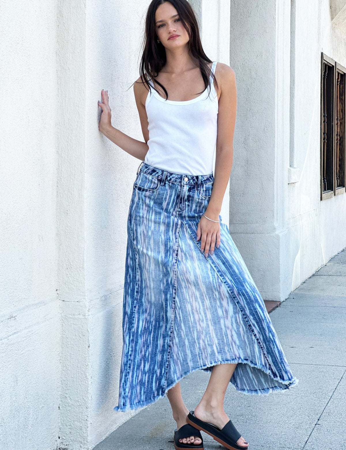 Wash Lab Selma Pieced Denim Maxi Skirt