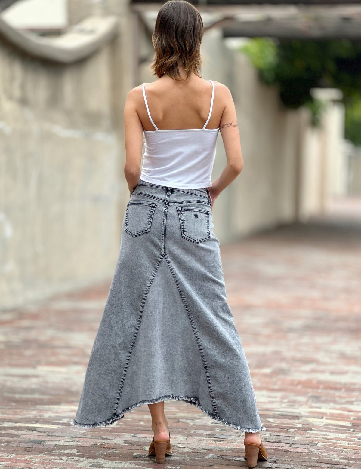 Wash Lab Selma Pieced Denim Maxi Skirt