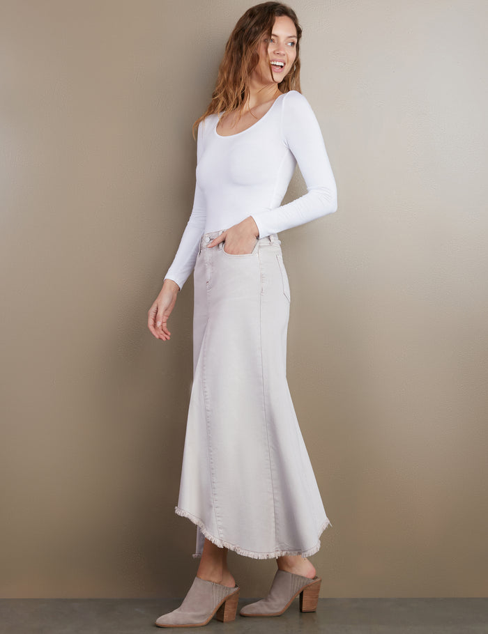 Wash Selma Pieced Denim Maxi Skirt