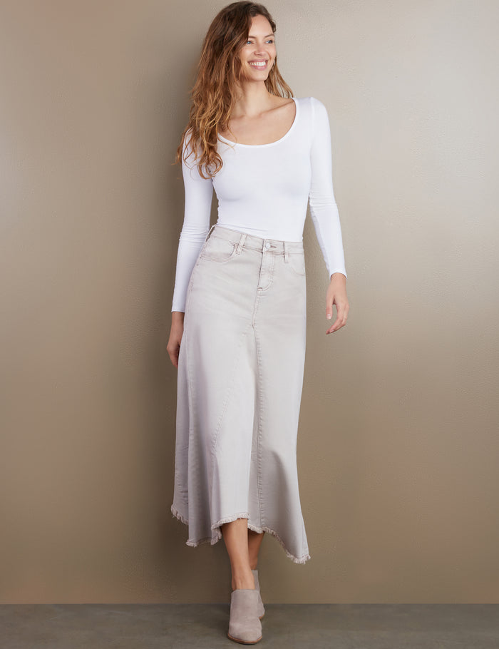 Wash Selma Pieced Denim Maxi Skirt