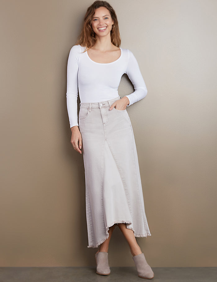 Wash Selma Pieced Denim Maxi Skirt