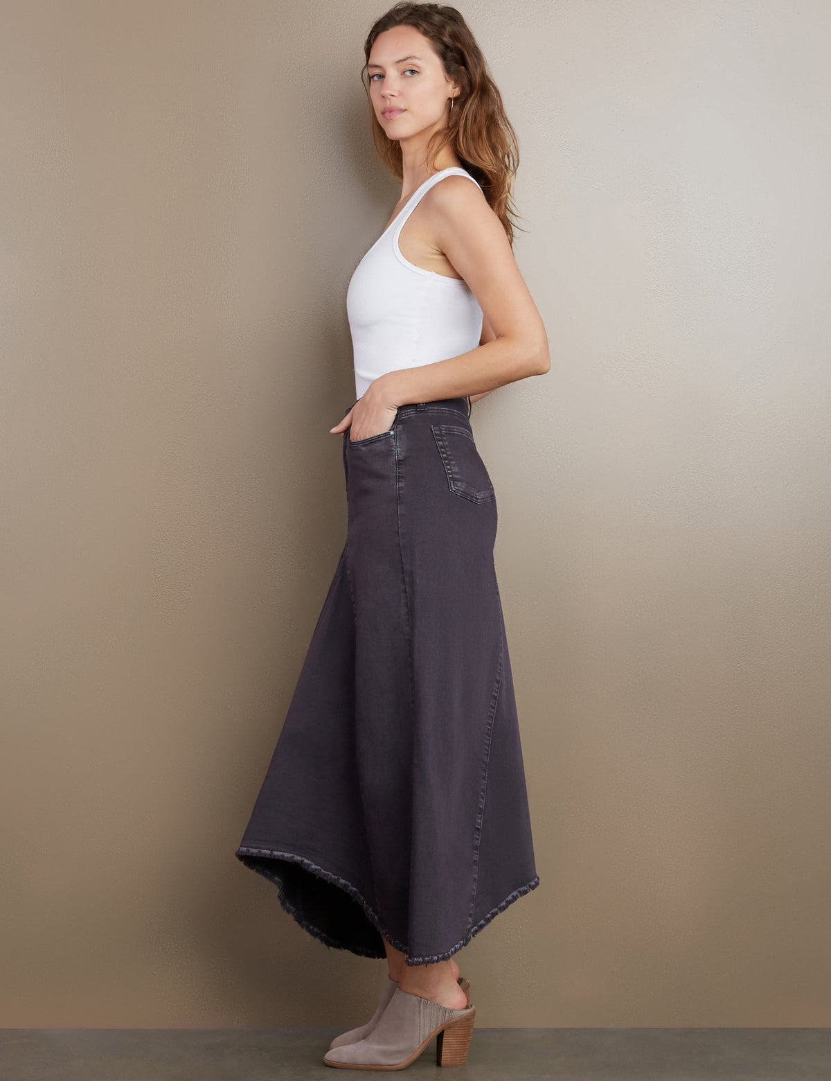 Wash Lab Selma Pieced Denim Maxi Skirt