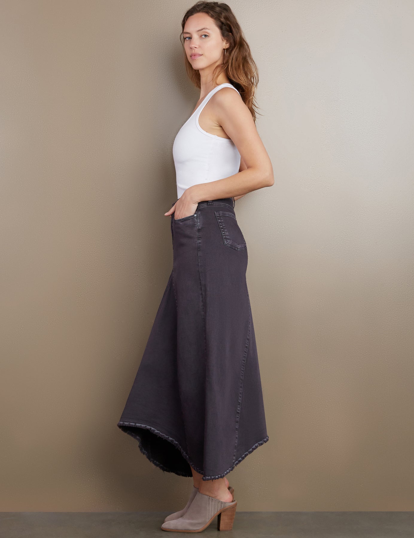 Wash Lab Selma Pieced Denim Maxi Skirt