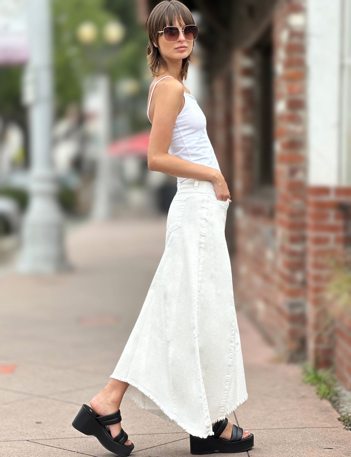 Wash Lab Selma Pieced Denim Maxi Skirt