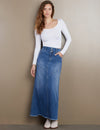 Wash Pieced Denim Maxi Skirt