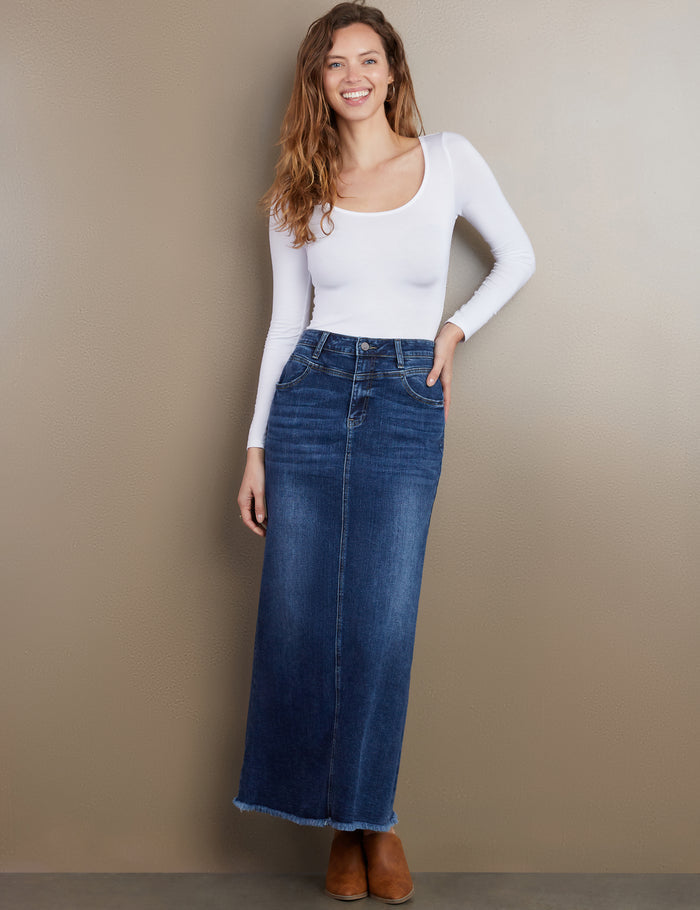 Wash Lab Lowdown Denim Maxi Skirt