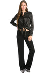 Hardtail Satin Tie Front Blouse