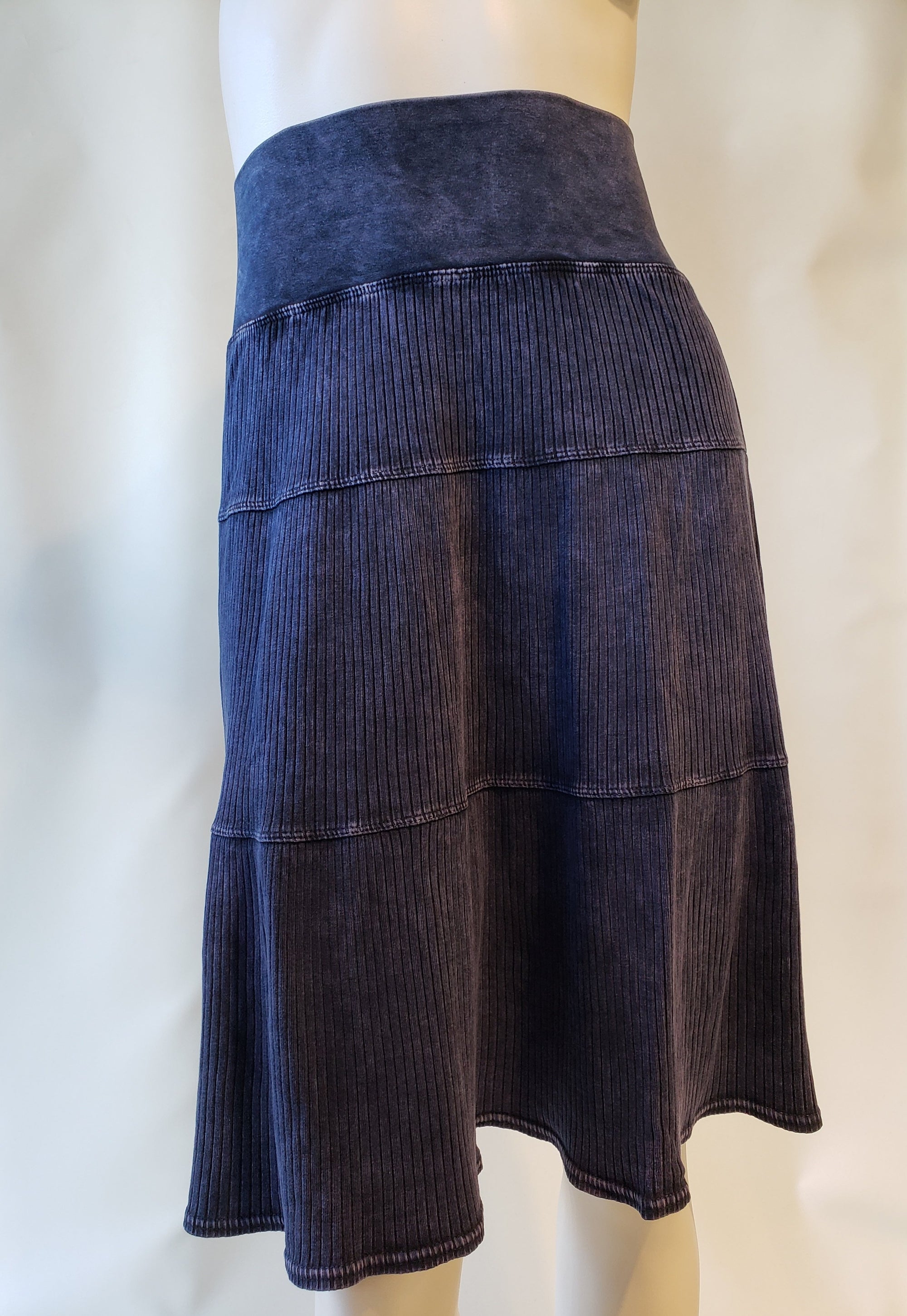 Hardtail Wide Ribbed Tiered Knee Skirt-Skirt-Mementos