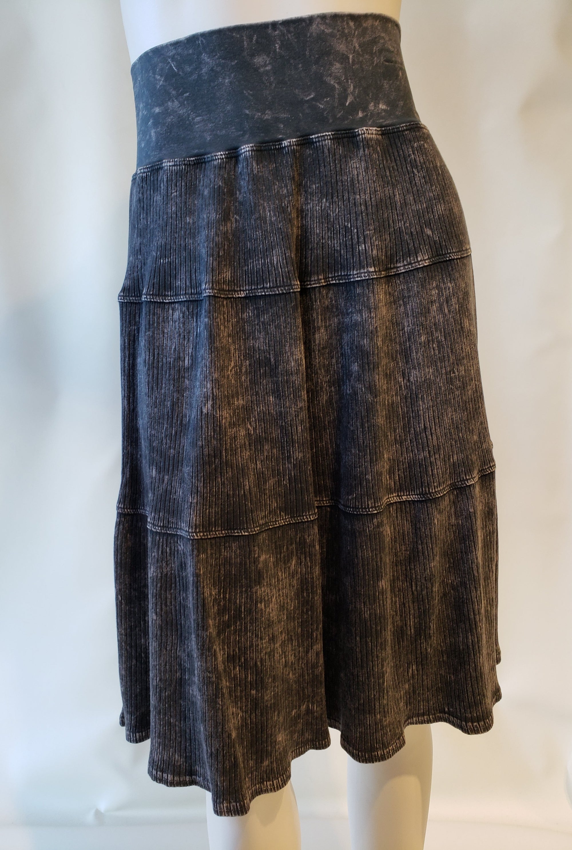 Hardtail Wide Ribbed Tiered Knee Skirt-Skirt-Mementos
