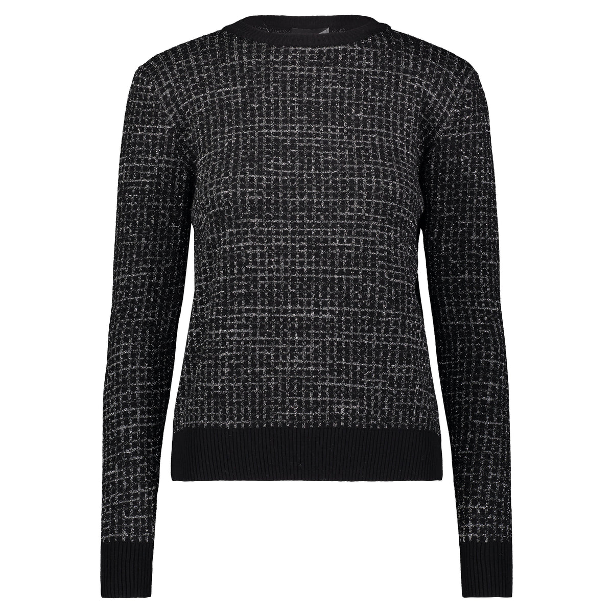 Bianco Nero Checker Shimmer Knit Top-Top-Mementos