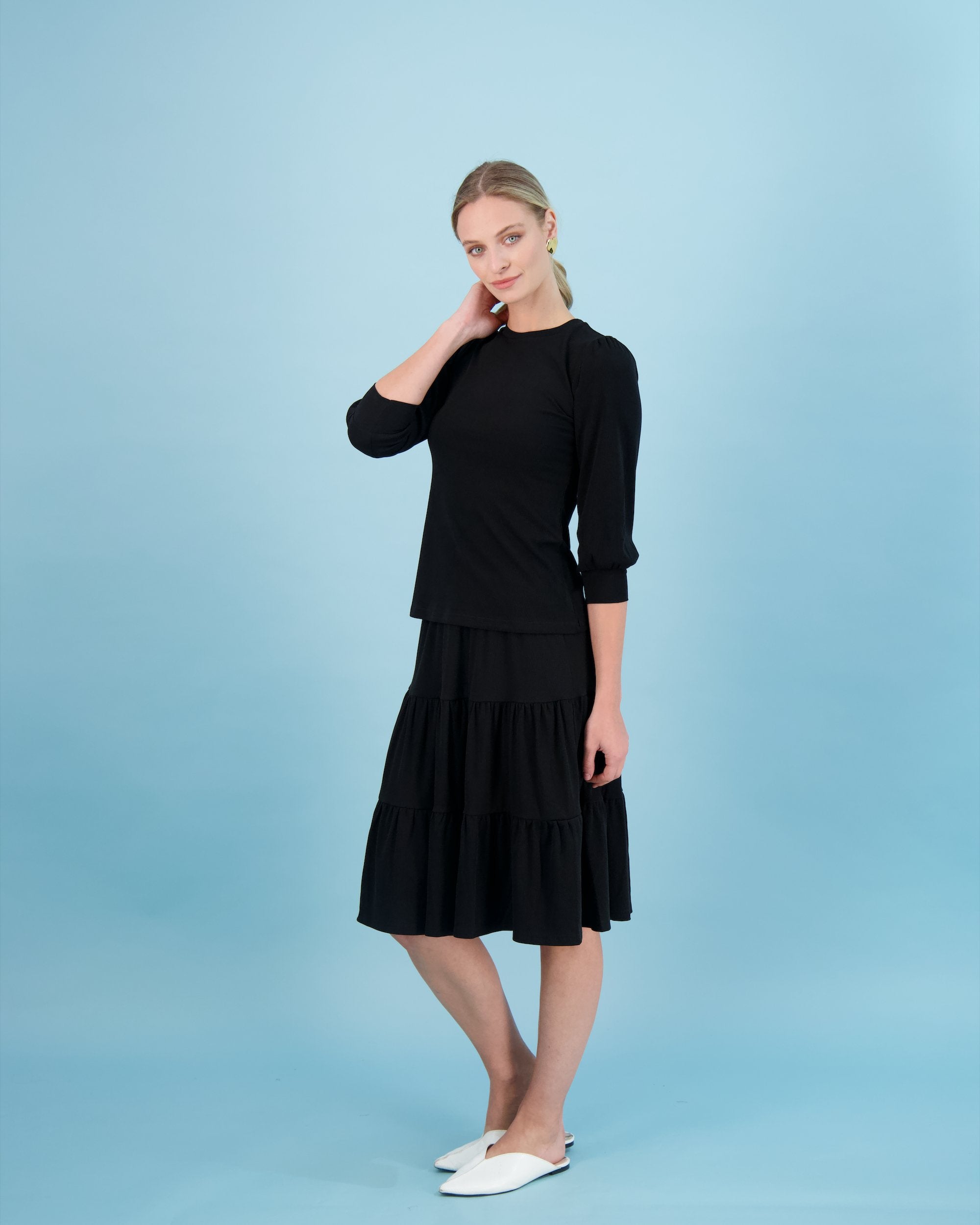 Bliss Tiered Ribbed Skirt-Skirt-Mementos