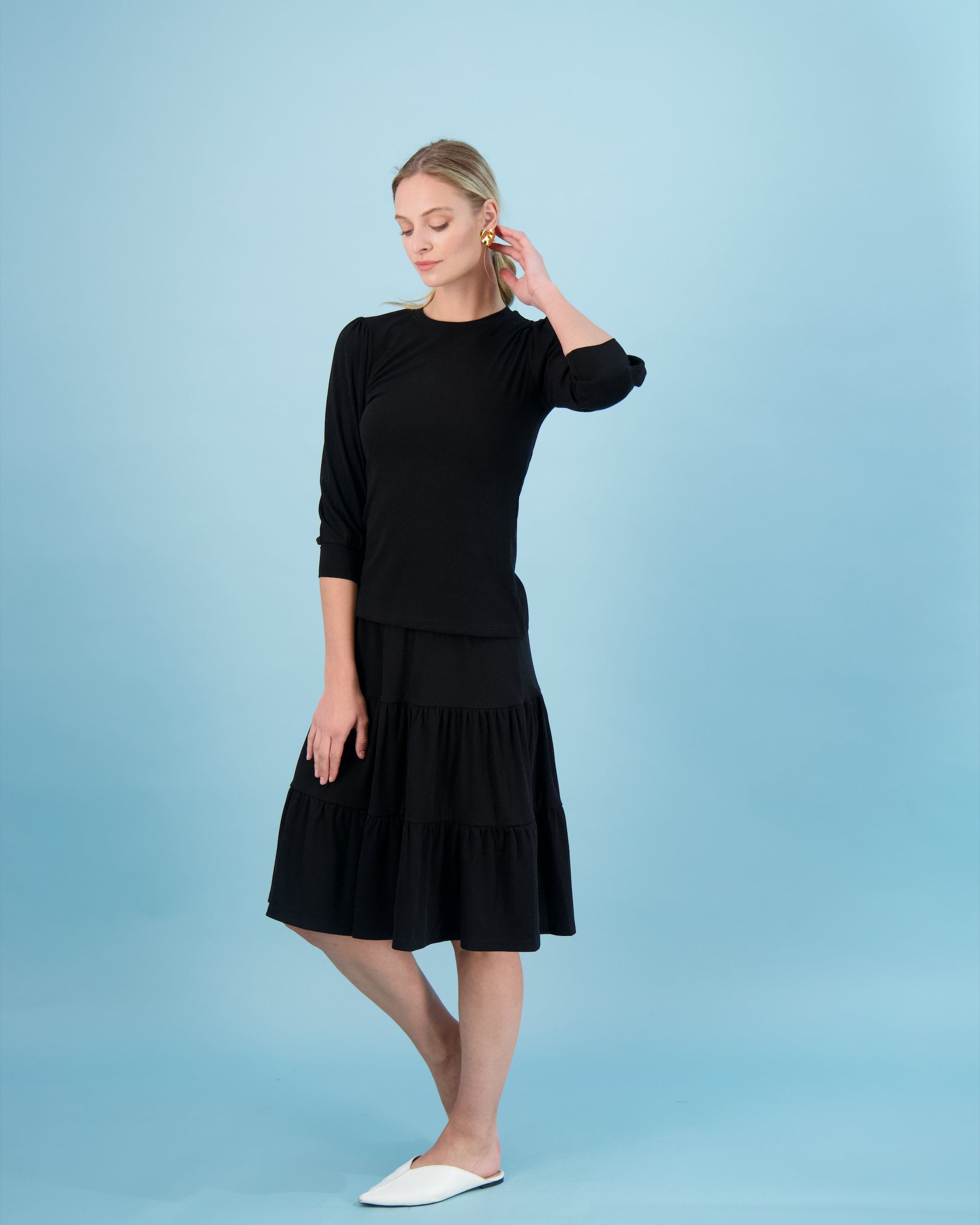 Bliss Tiered Ribbed Skirt-Skirt-Mementos