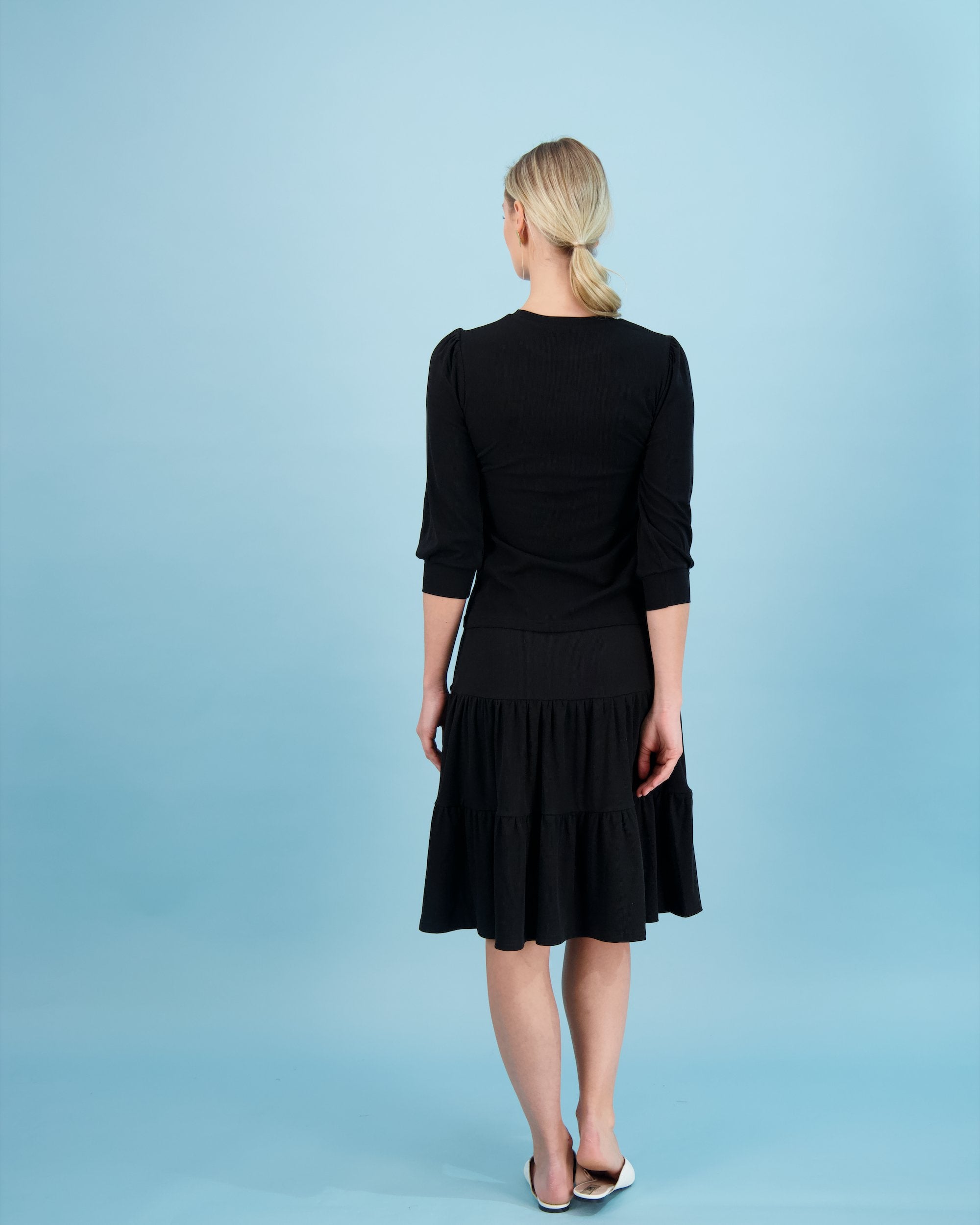 Bliss Tiered Ribbed Skirt-Skirt-Mementos