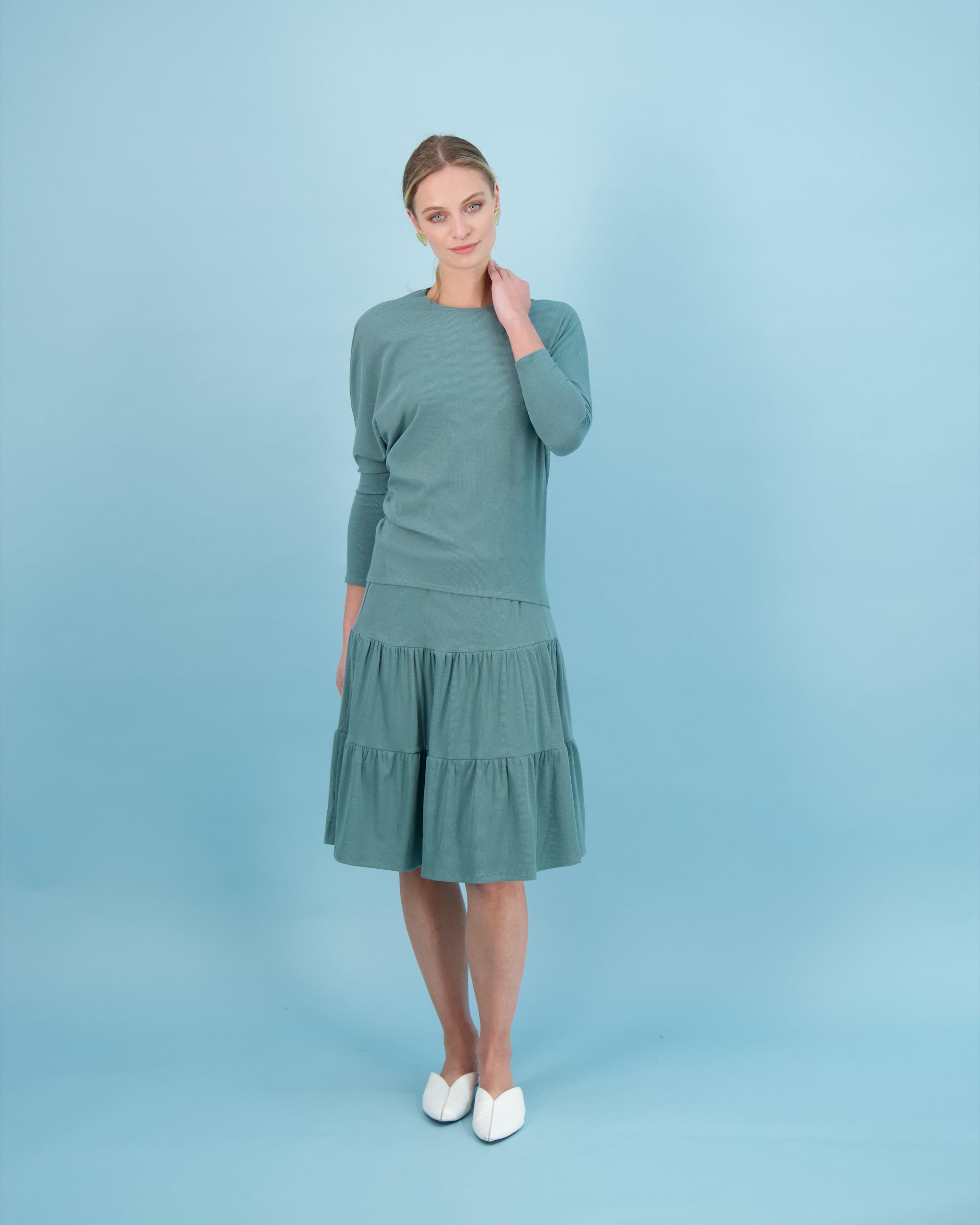 Bliss Tiered Ribbed Skirt-Skirt-Mementos