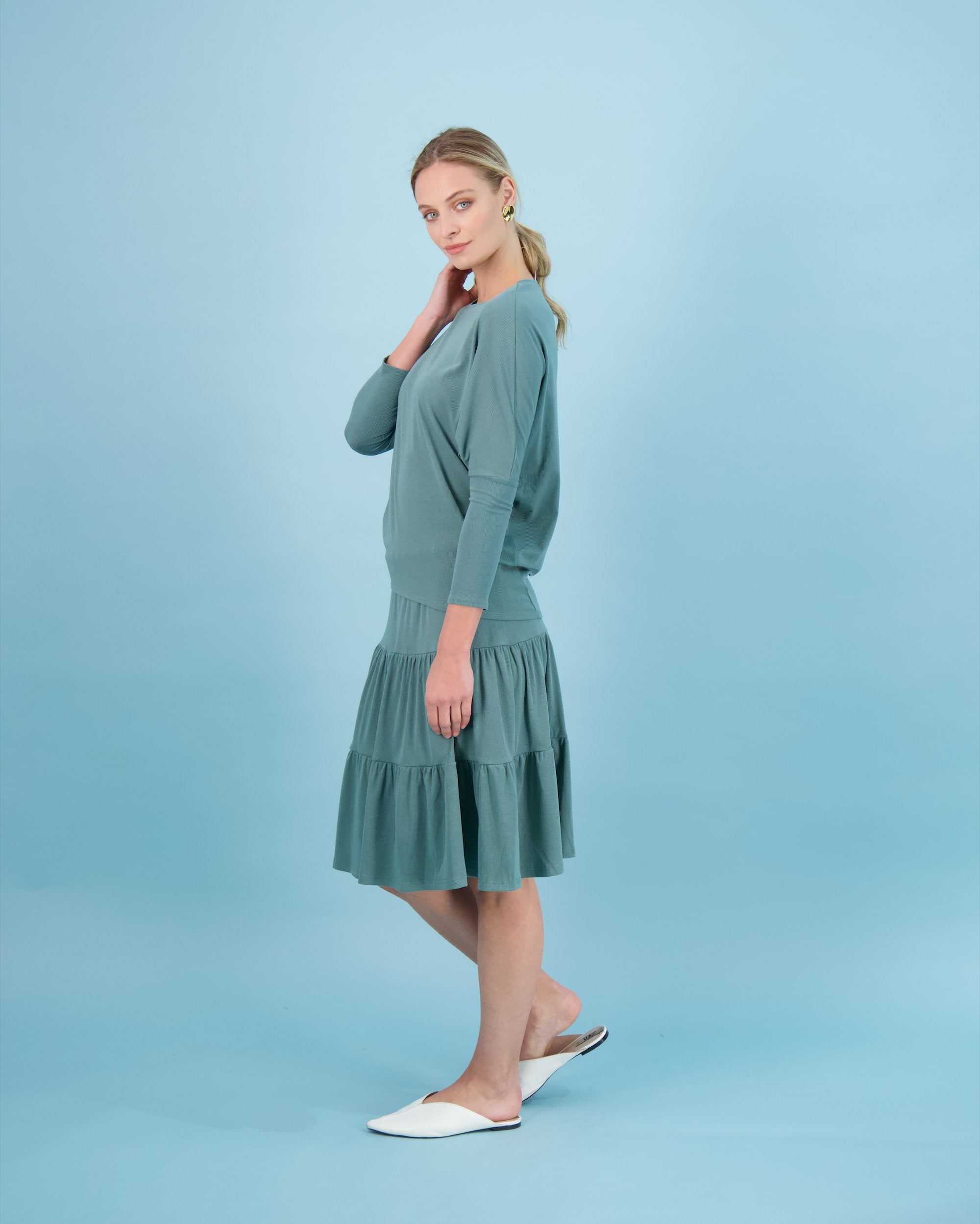 Bliss Tiered Ribbed Skirt-Skirt-Mementos