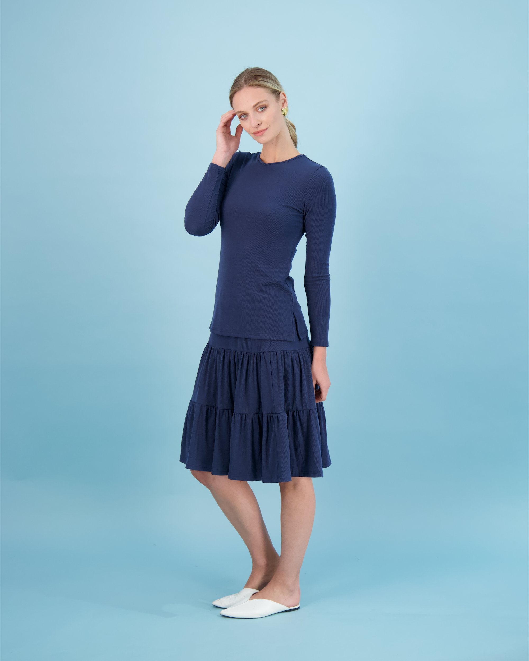 Bliss Tiered Ribbed Skirt-Skirt-Mementos