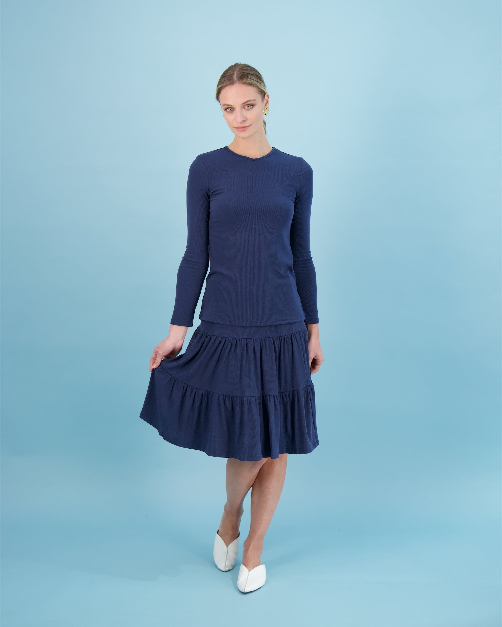 Bliss Tiered Ribbed Skirt-Skirt-Mementos