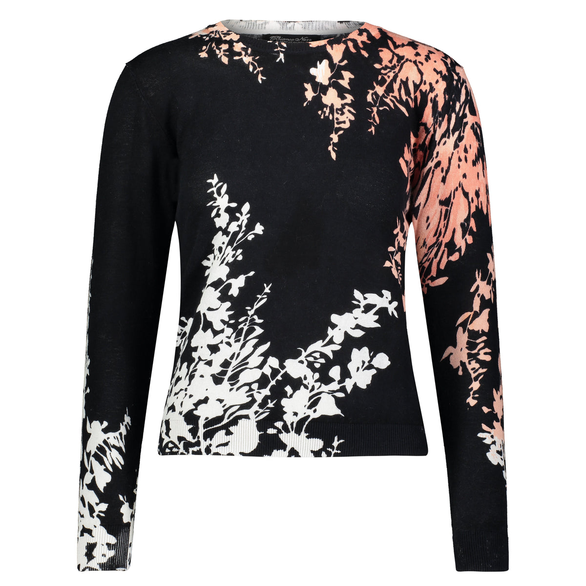 Bianco Nero Floral Printed Knit Top-Top-Mementos