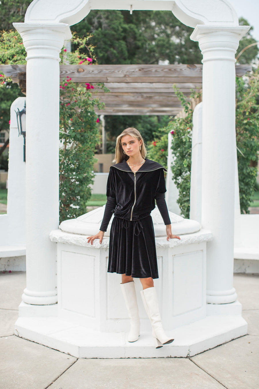 Aleeza Velour Set Zip-Up Top
