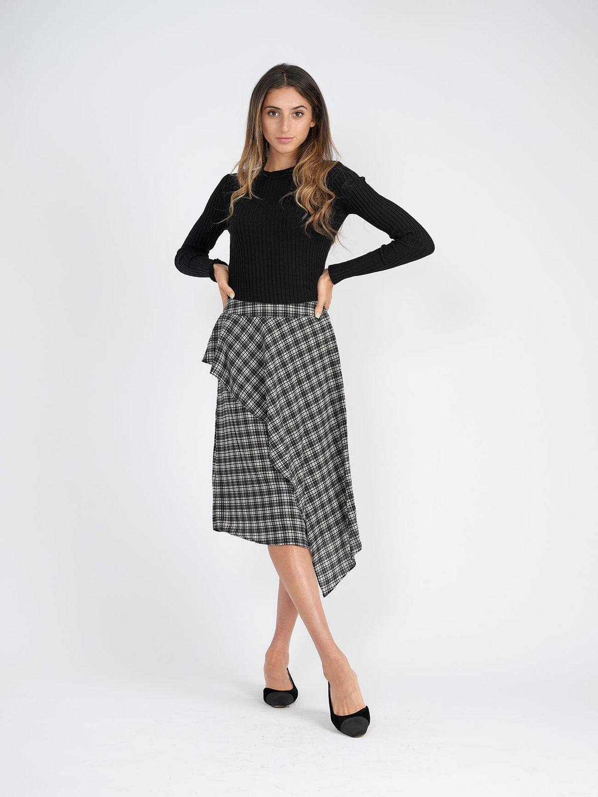 Bliss Plaid Asymmetric Skirt