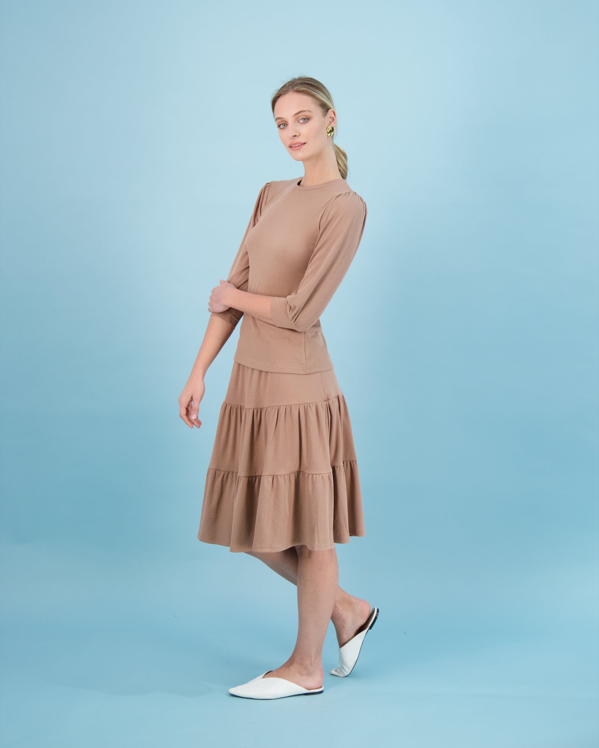 Bliss Tiered Ribbed Skirt-Skirt-Mementos