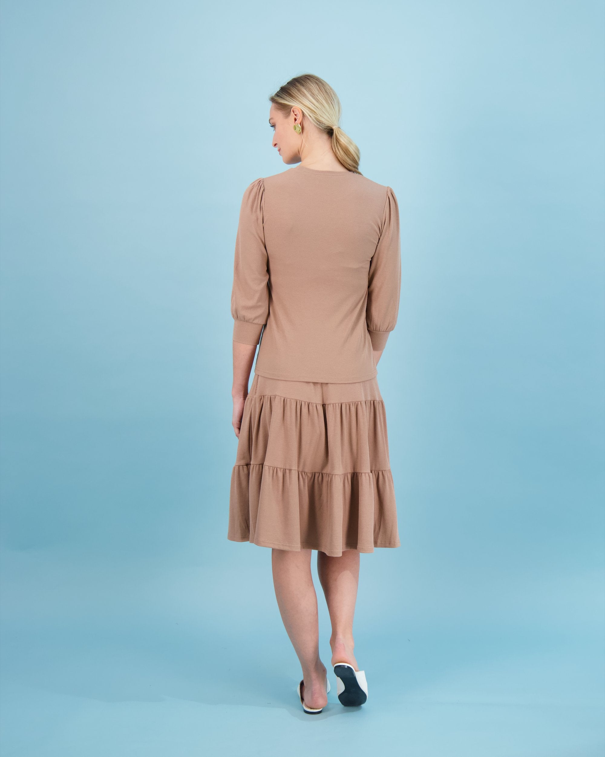 Bliss Tiered Ribbed Skirt-Skirt-Mementos