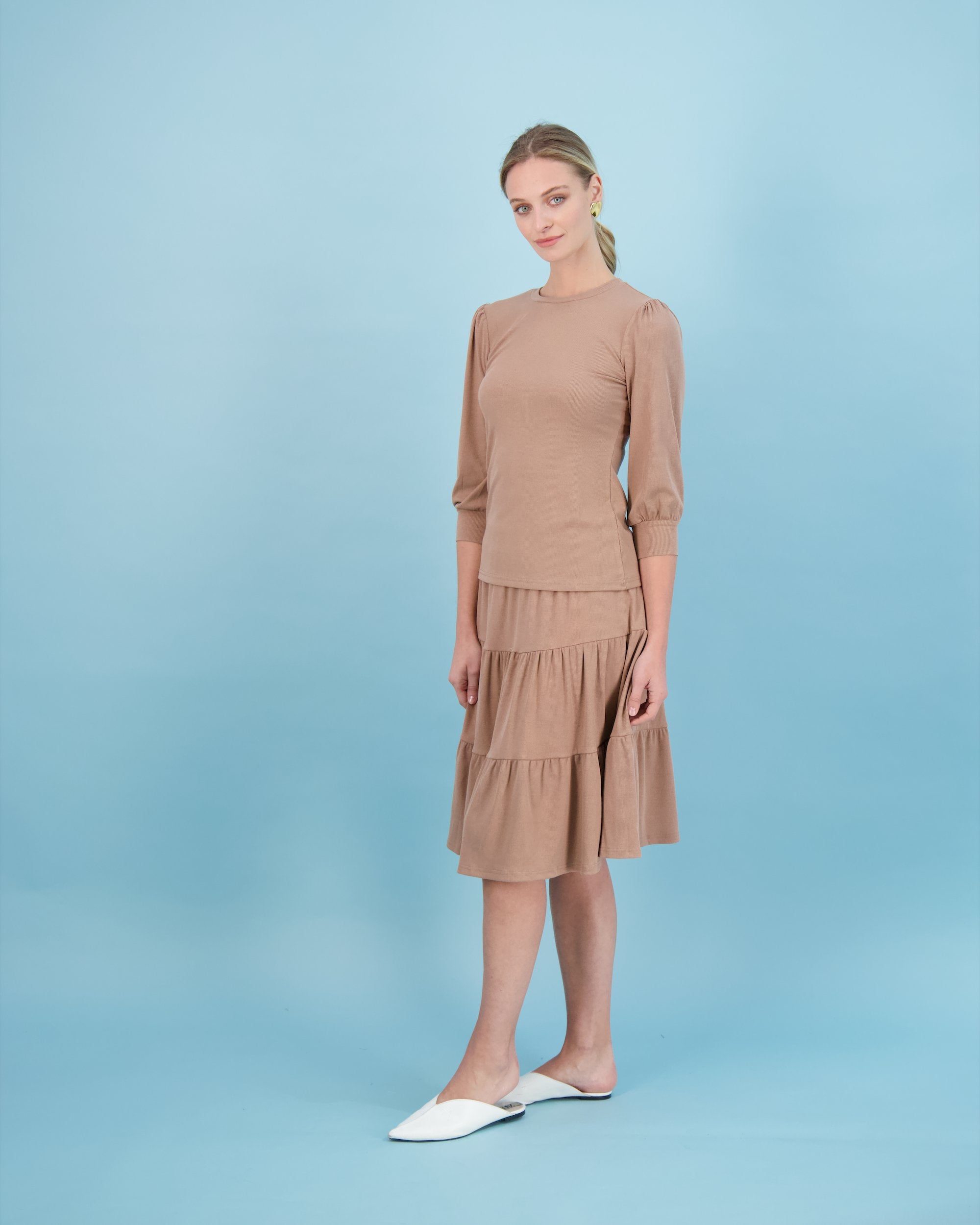 Bliss Tiered Ribbed Skirt-Skirt-Mementos
