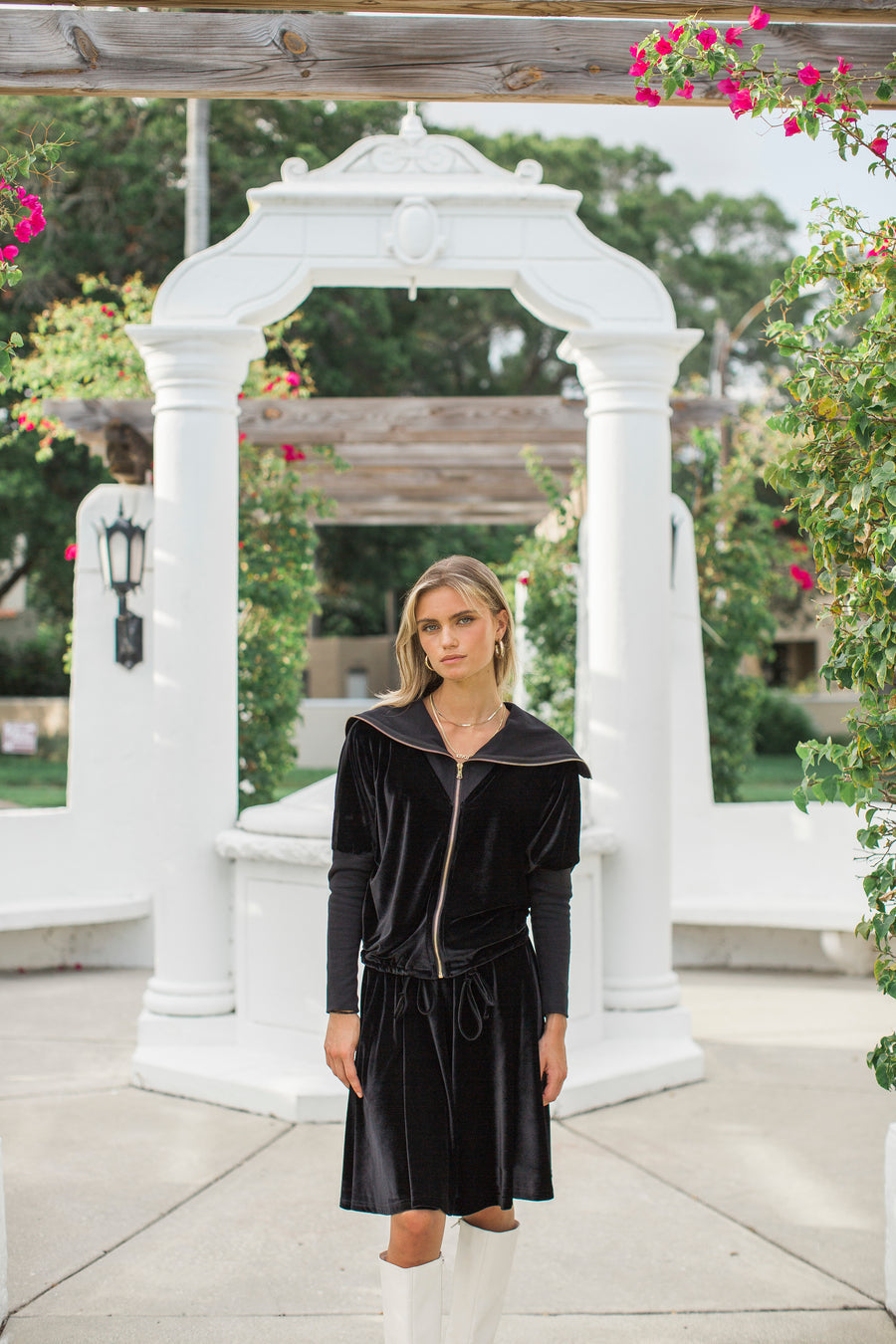 Aleeza Velour Set Zip-Up Top