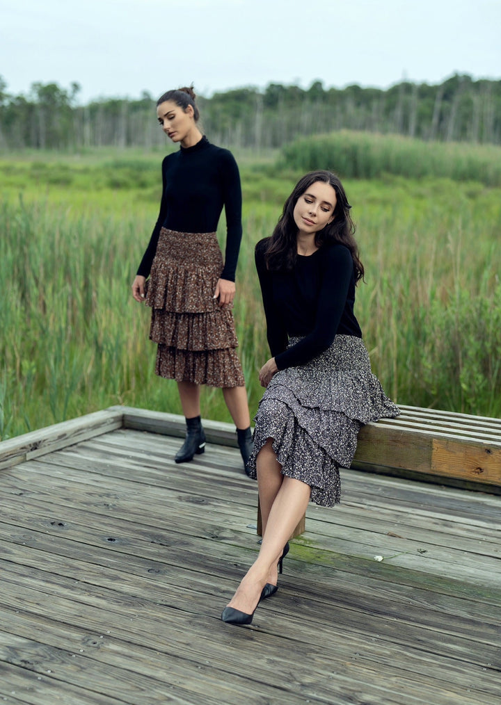 Profile Tiered Printed Midi Skirt