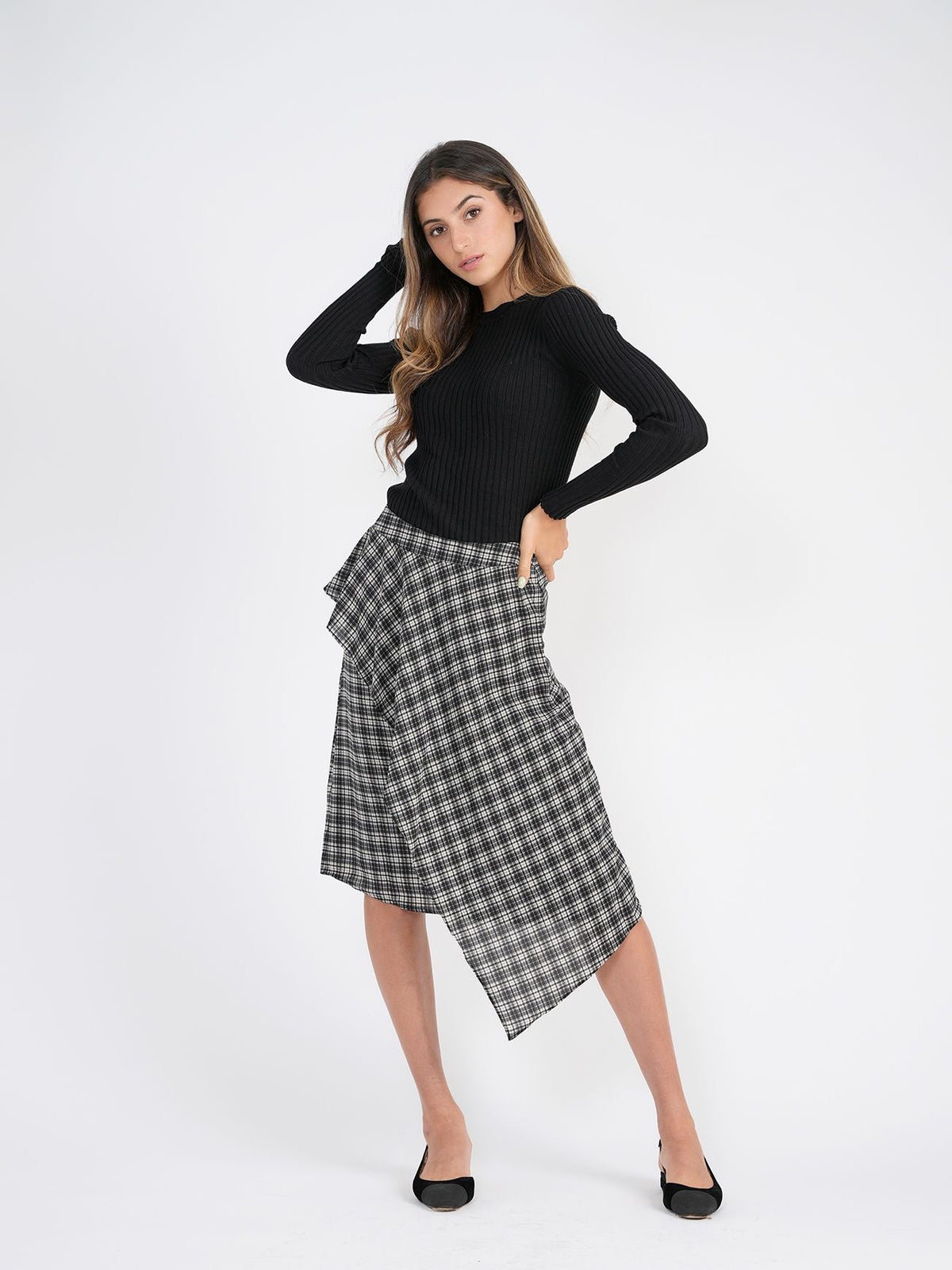 Bliss Plaid Asymmetric Skirt